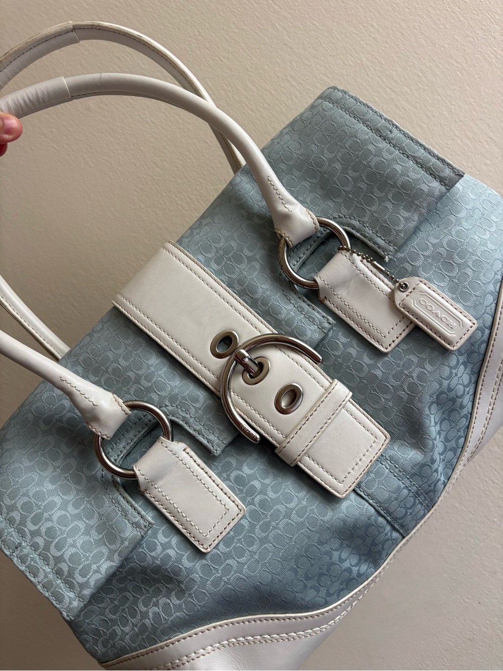 Coach Light Blue - Soho Signature Flap Satchel